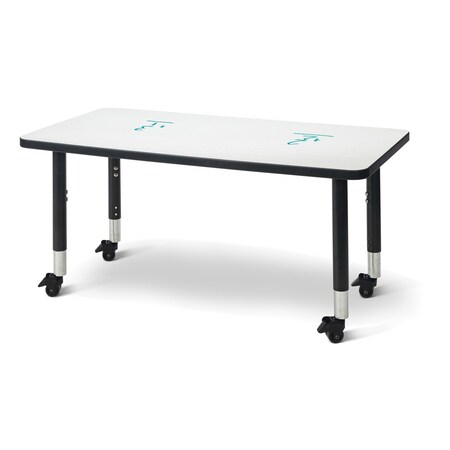 Jonti-Craft Berries Rectangle Dry Erase Table, 24 in. x 48 in., Mobile, Write-n-Wipe/Black/Black 6403JCM420